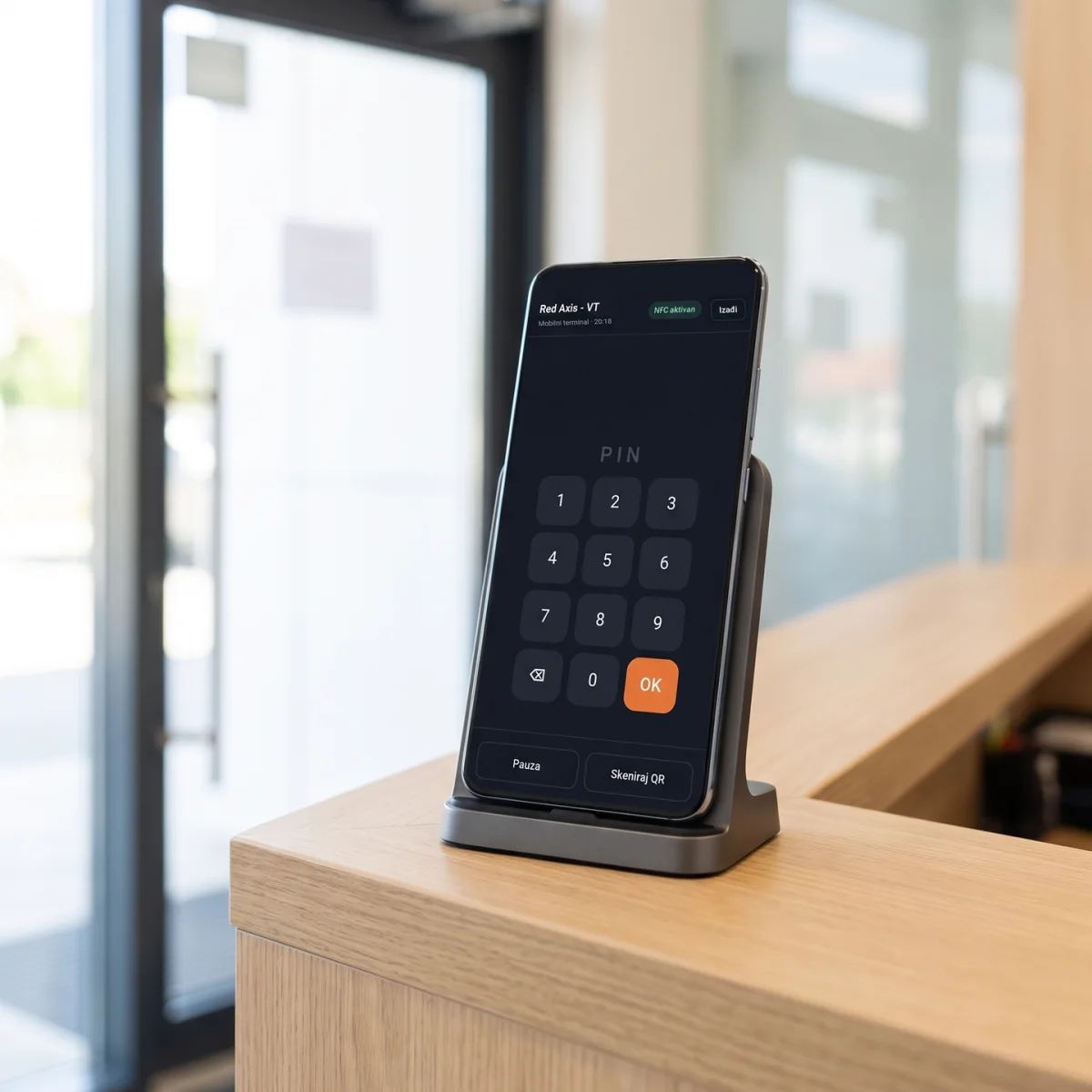 Mobitel s Cuketi prijavom na stalku, umjesto namjenskog terminala